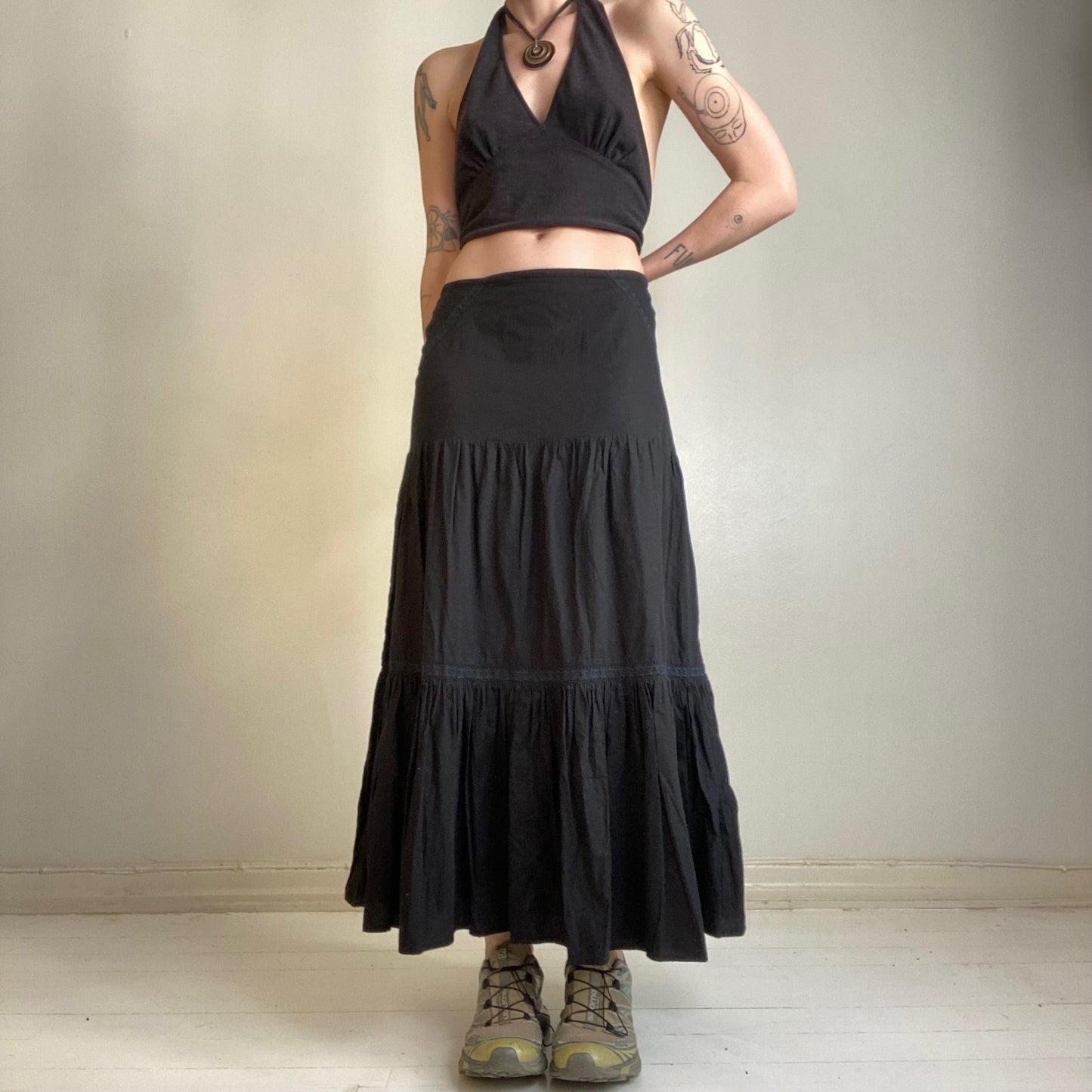 Frill hem cotton skirt