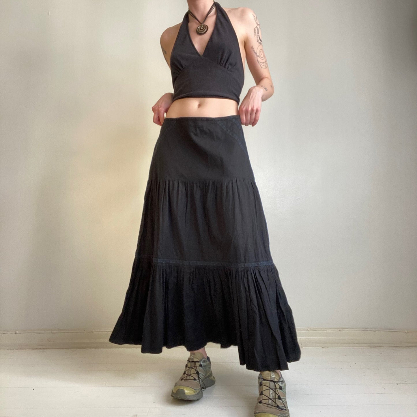 Frill hem cotton skirt