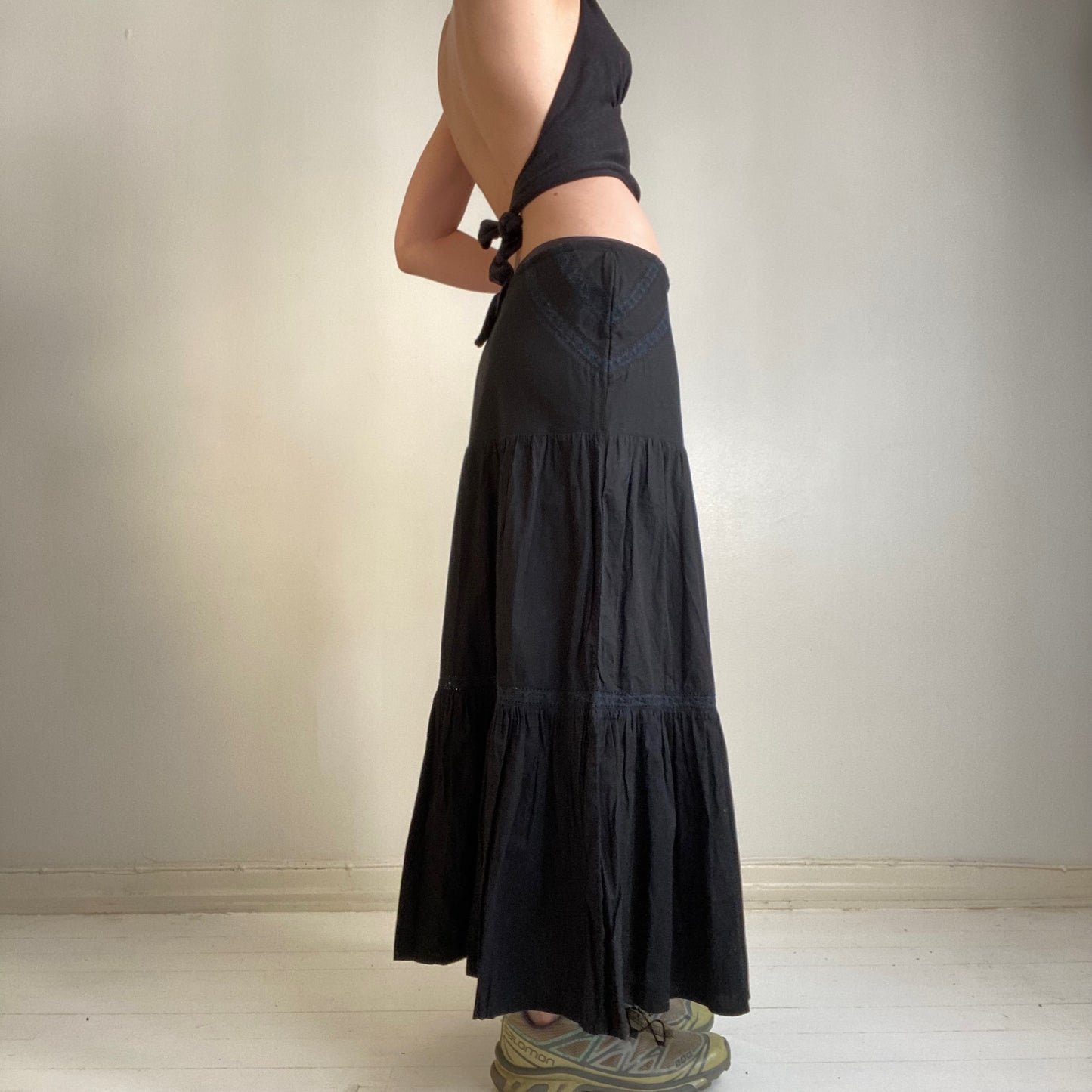 Frill hem cotton skirt