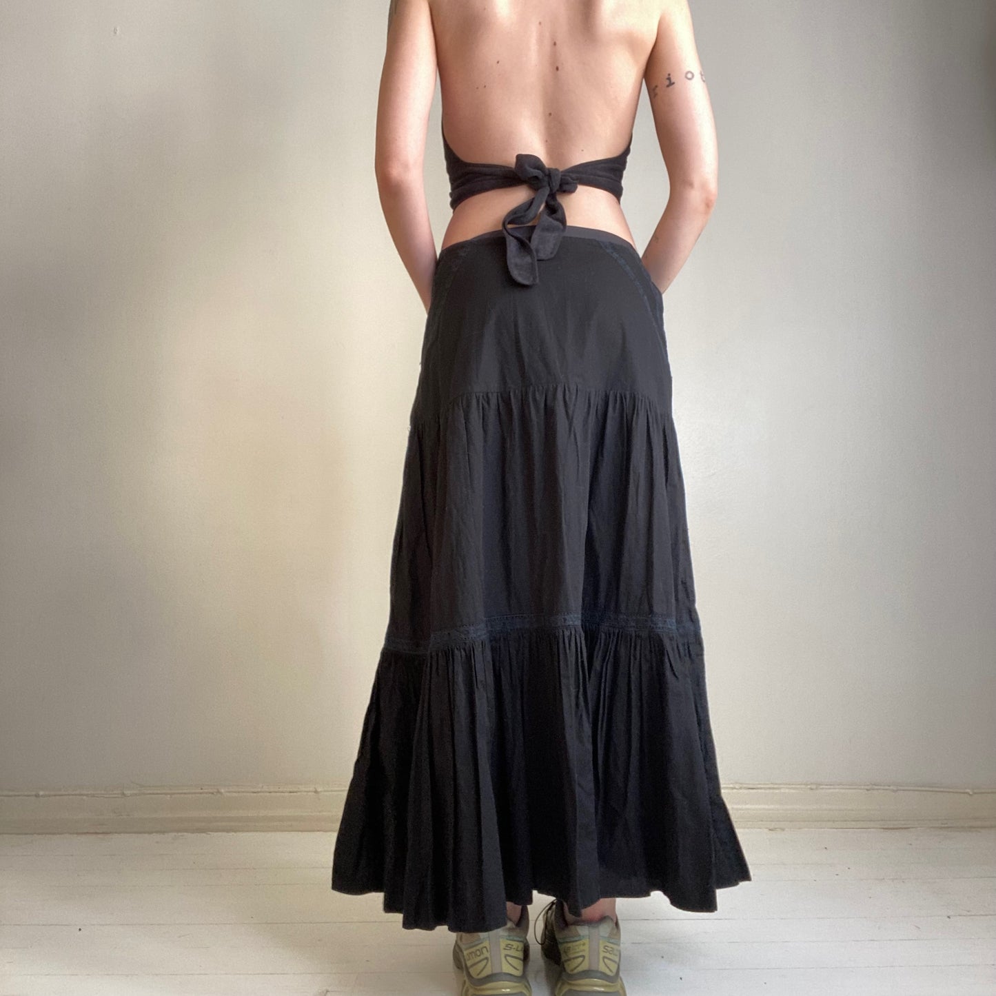 Frill hem cotton skirt
