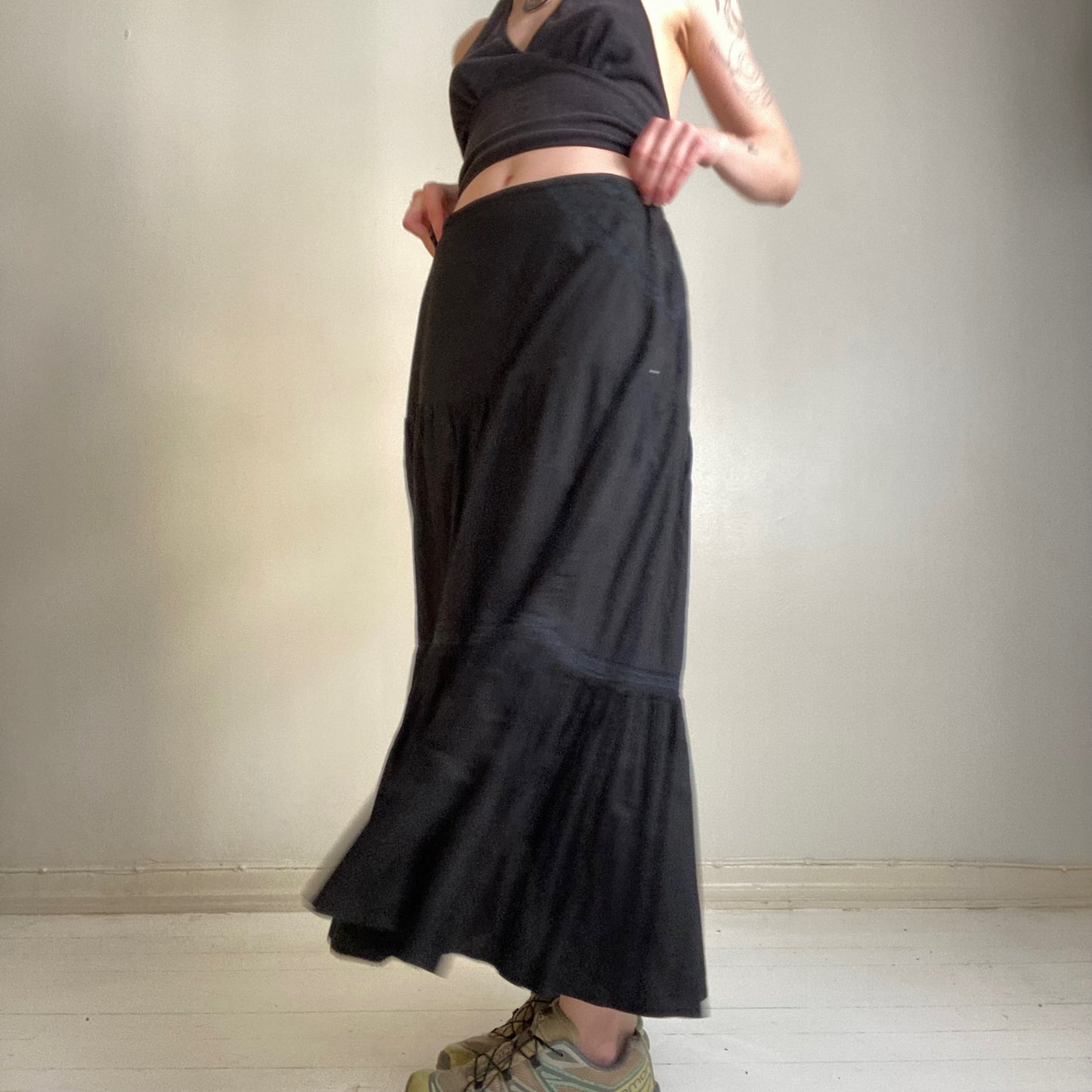 Frill hem cotton skirt