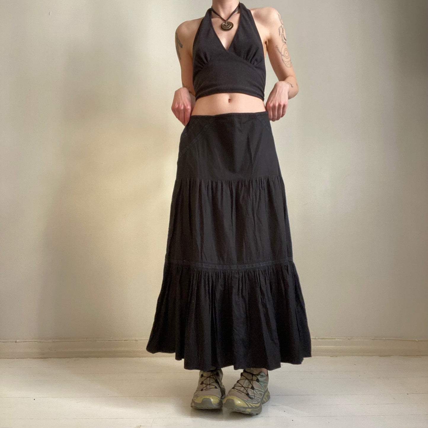 Frill hem cotton skirt