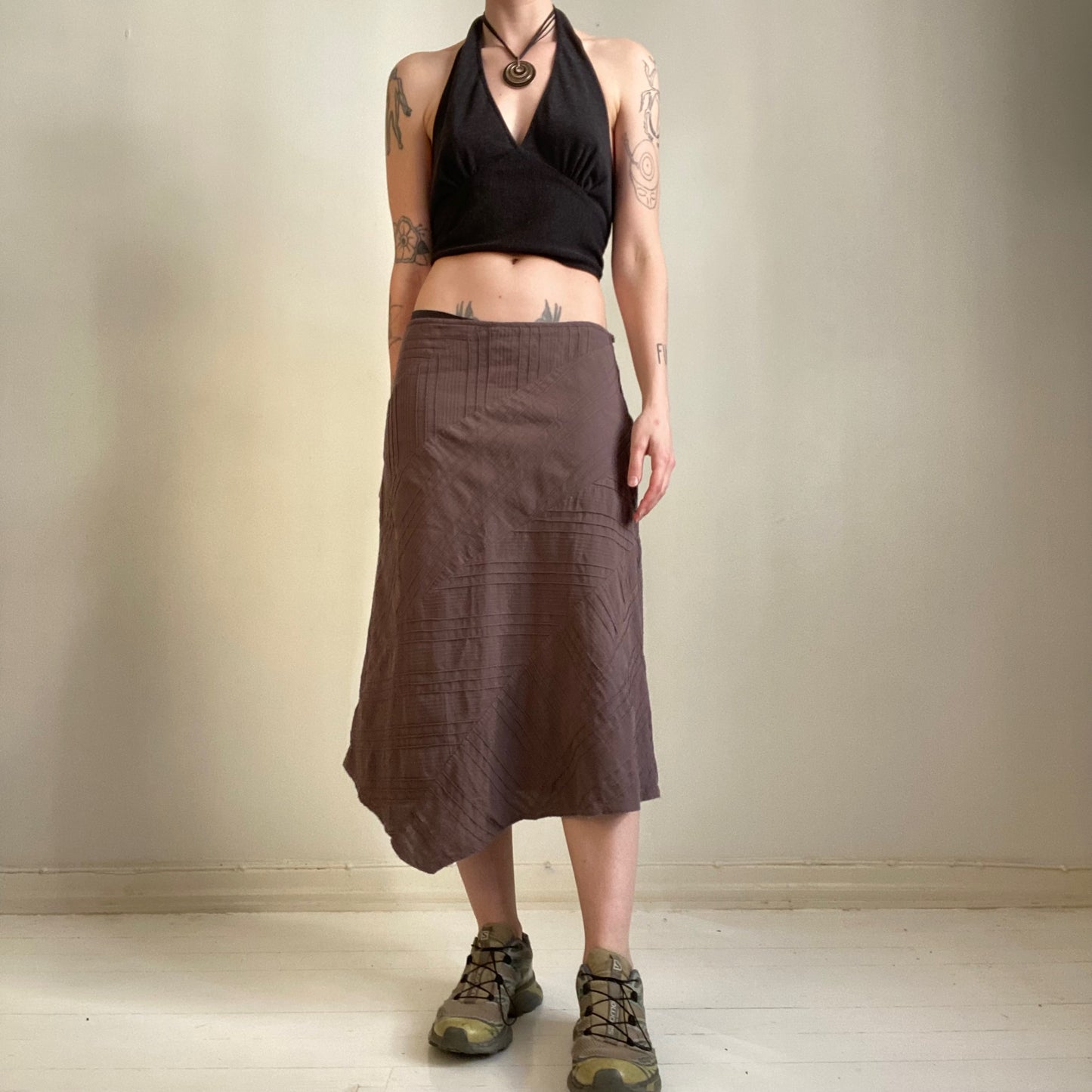 Brown asymmetrical hem skirt