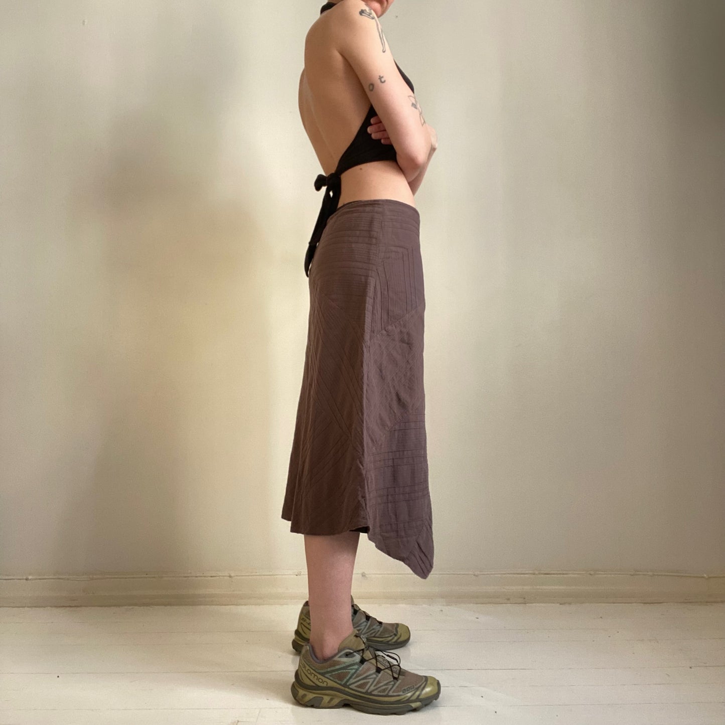 Brown asymmetrical hem skirt
