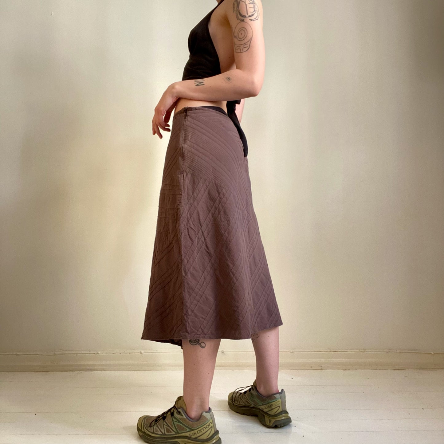 Brown asymmetrical hem skirt
