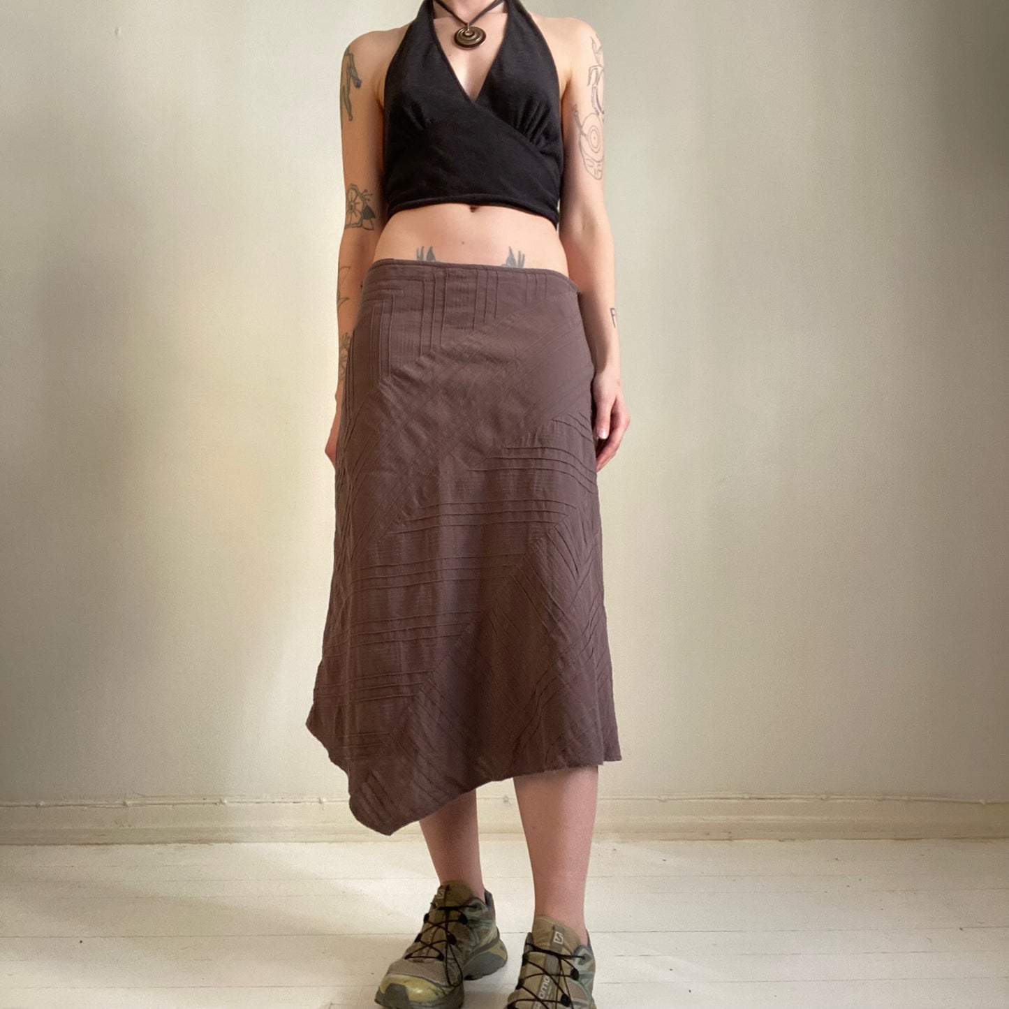 Brown asymmetrical hem skirt