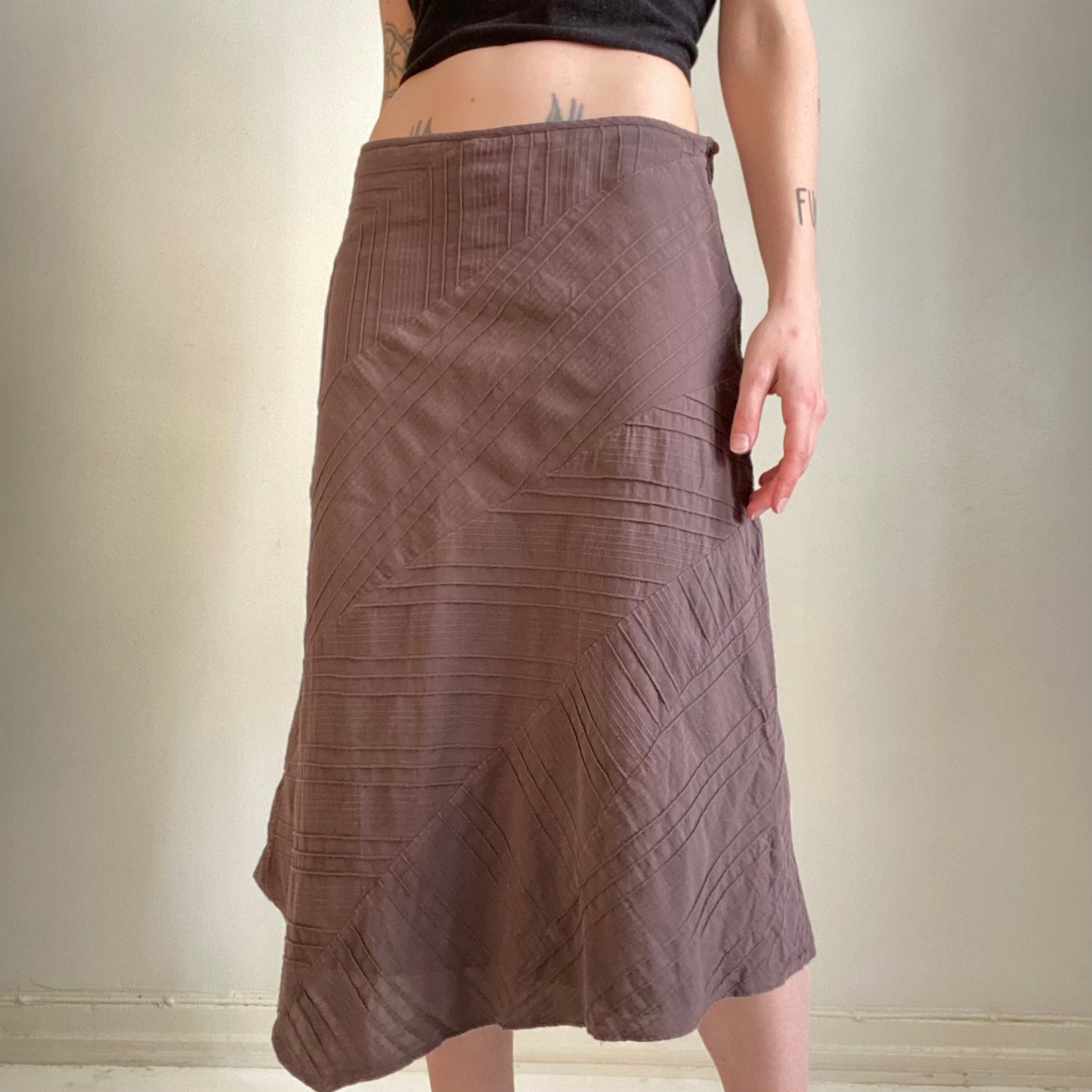 Brown asymmetrical hem skirt