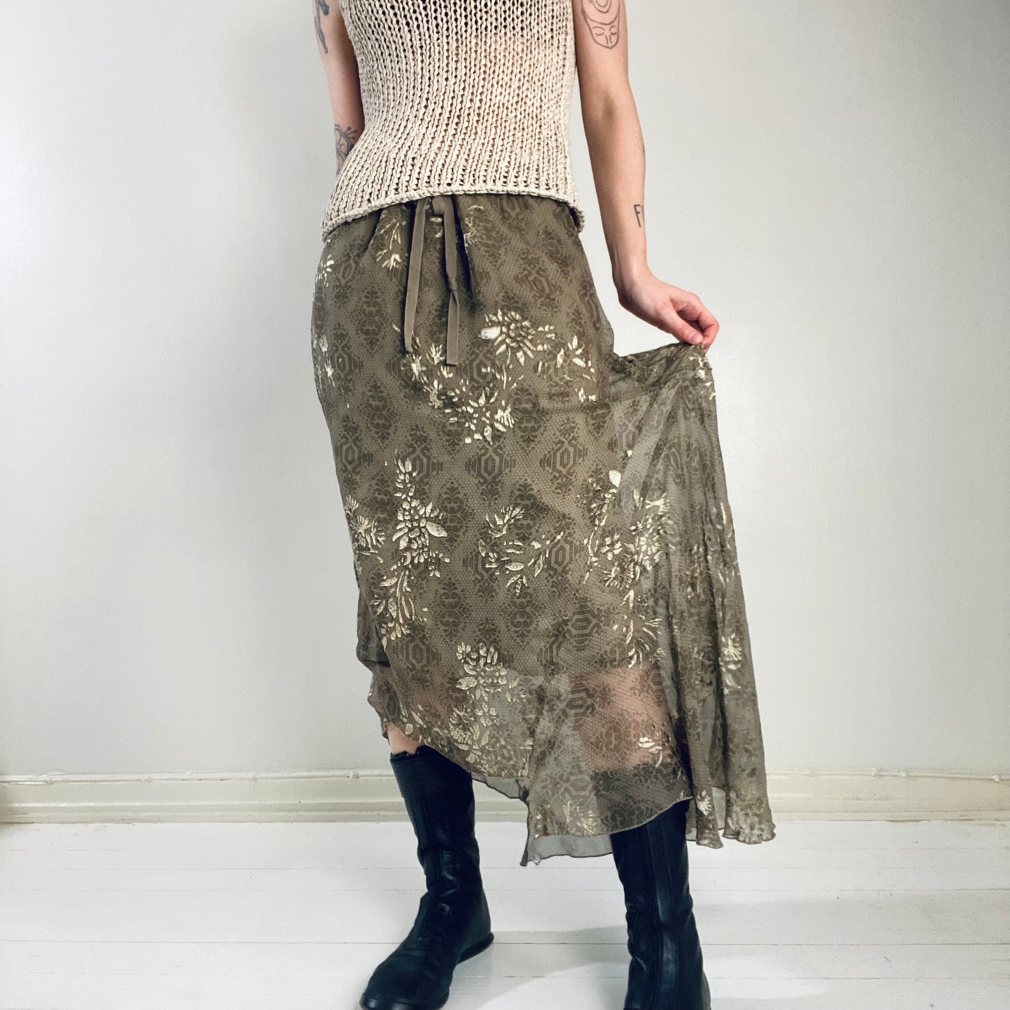 Sand silk skirt