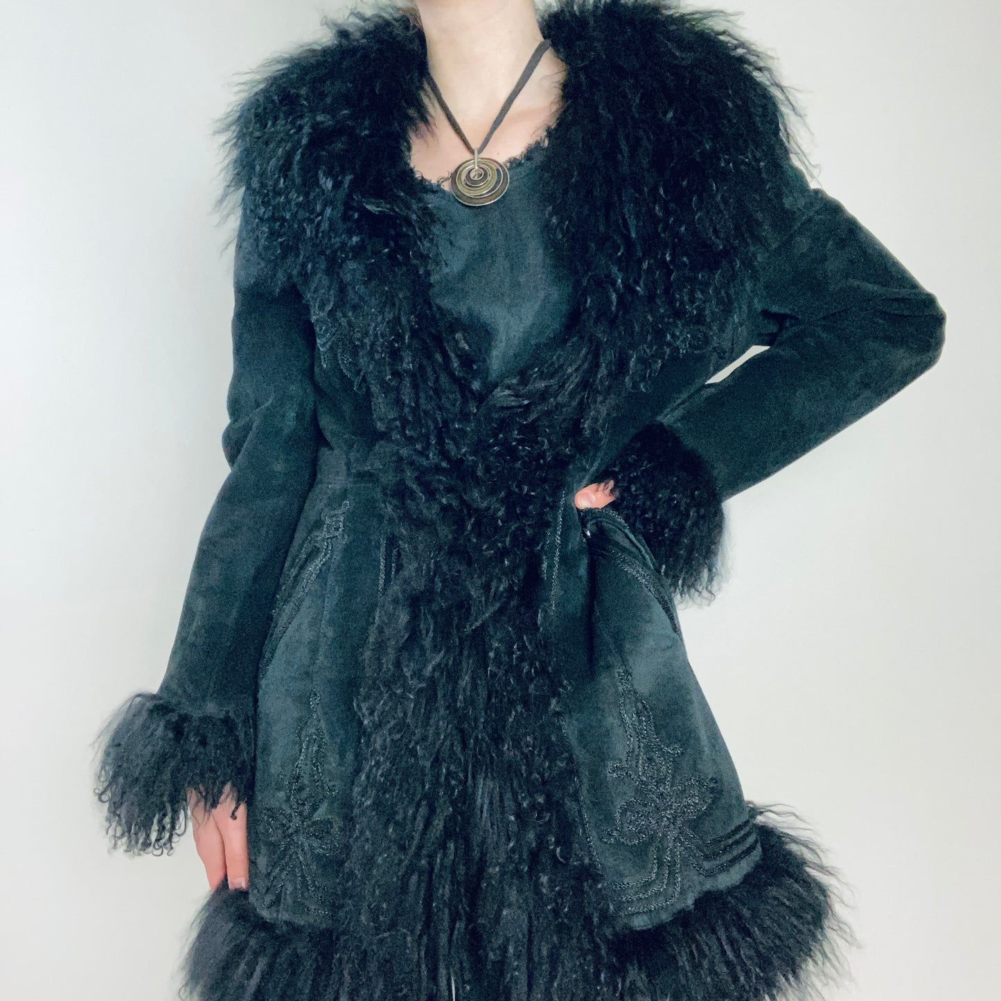 90s fur trim coat