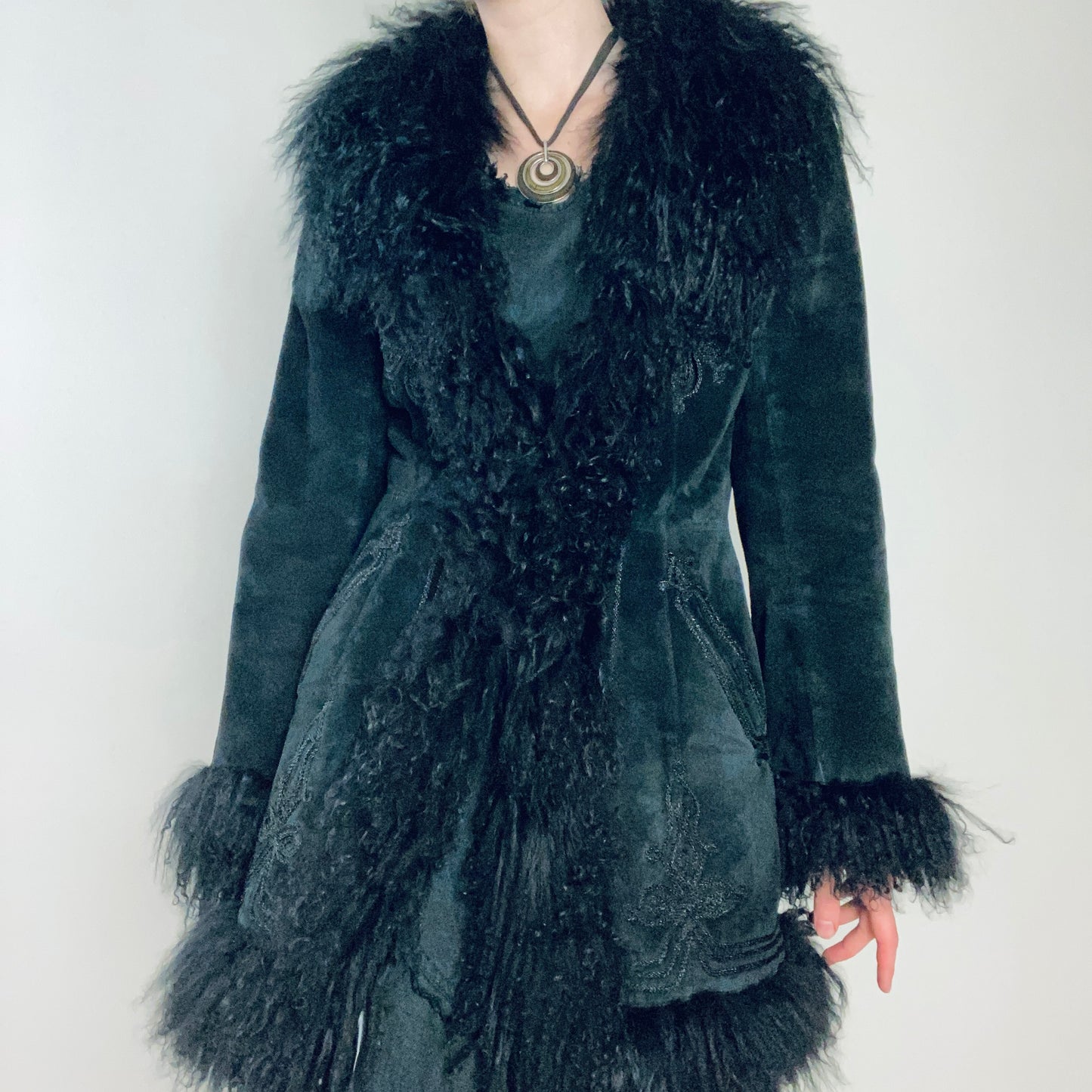 90s fur trim coat