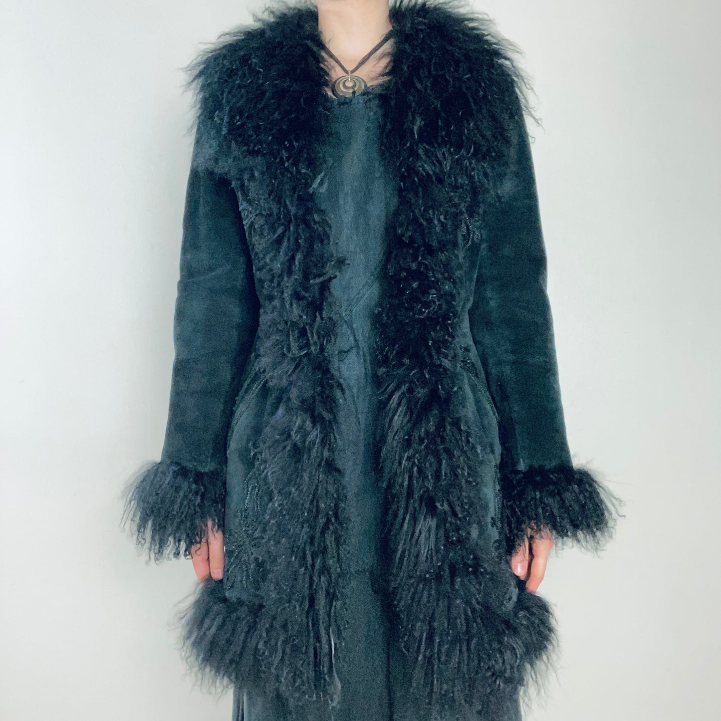 90s fur trim coat