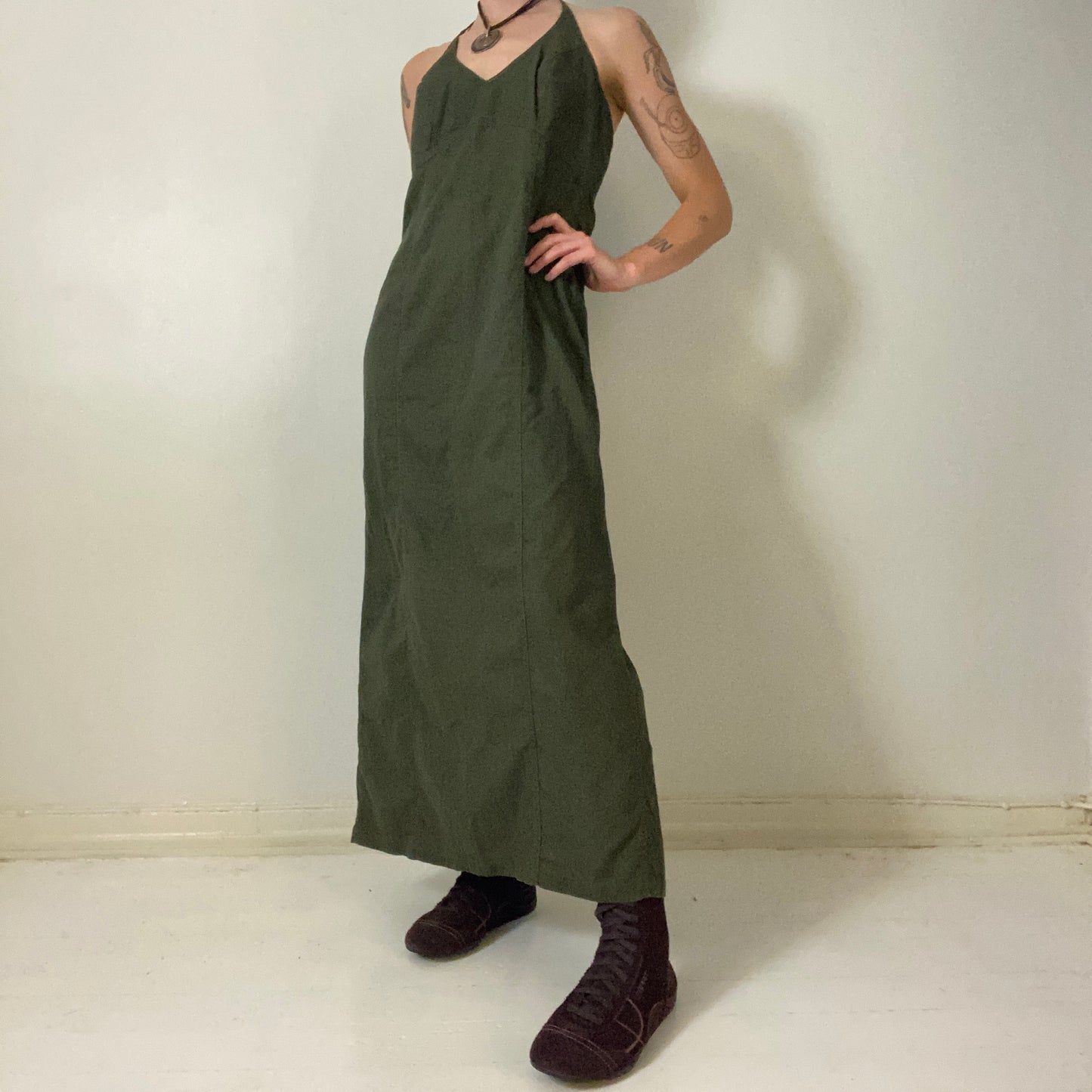 00s linen maxi dress