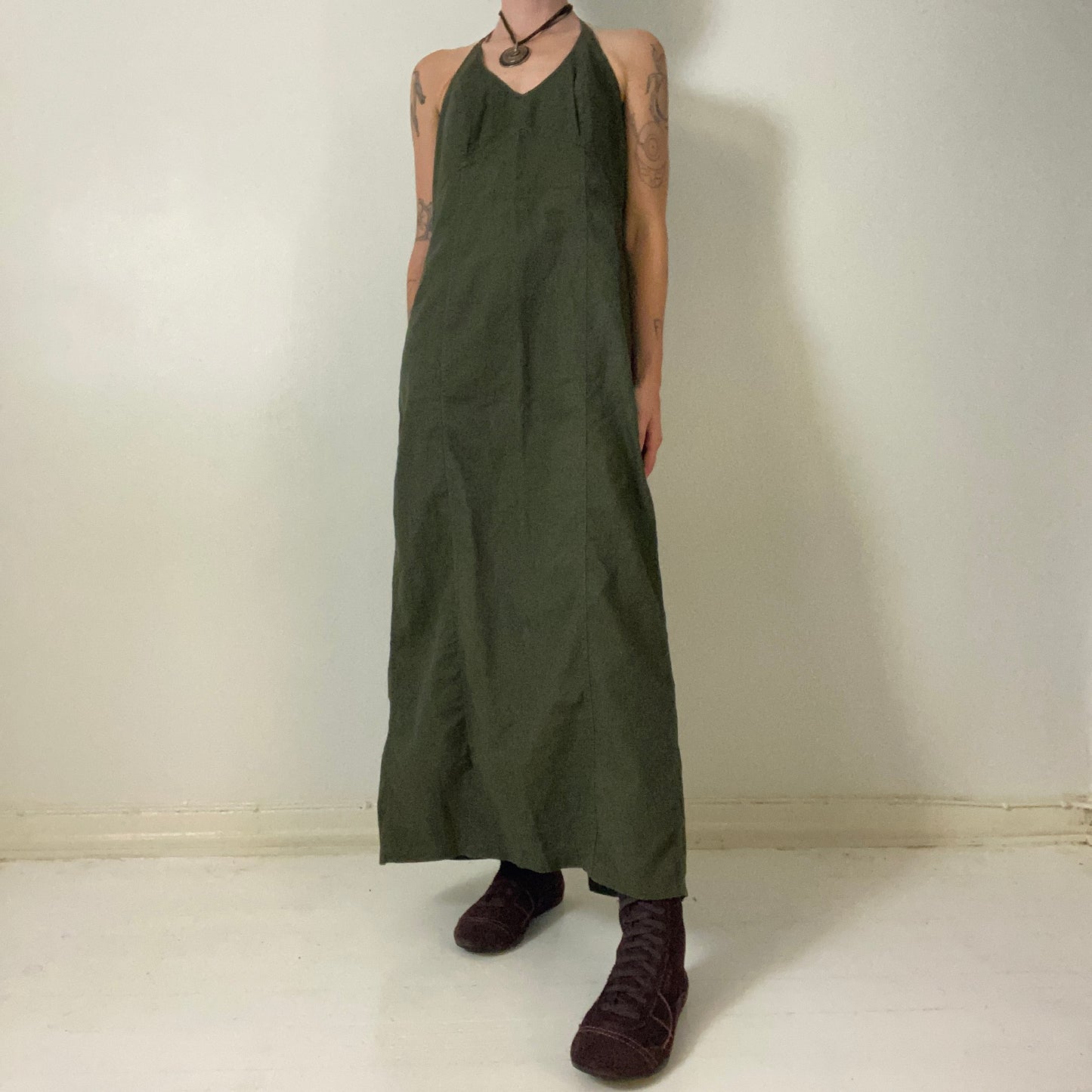 00s linen maxi dress