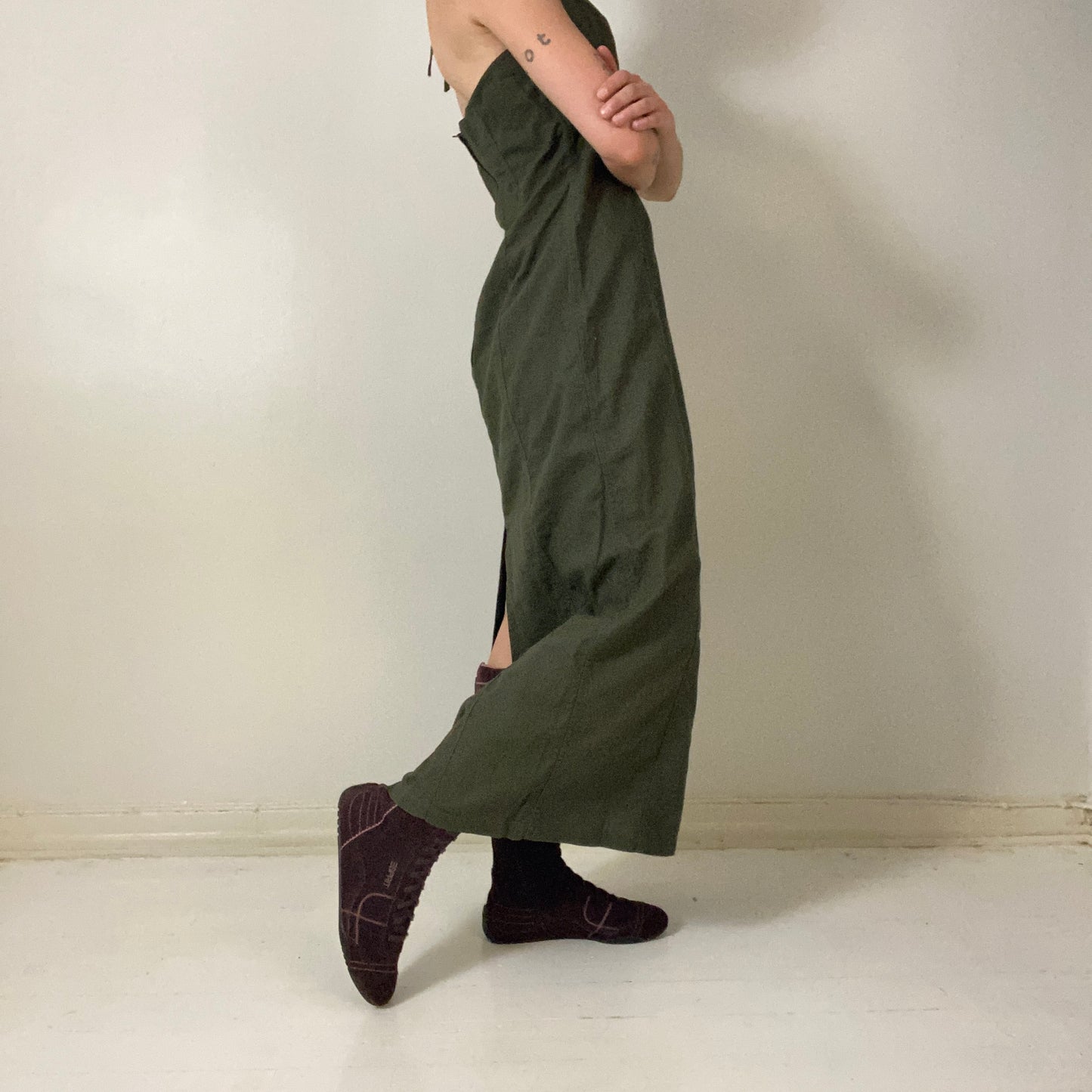 00s linen maxi dress