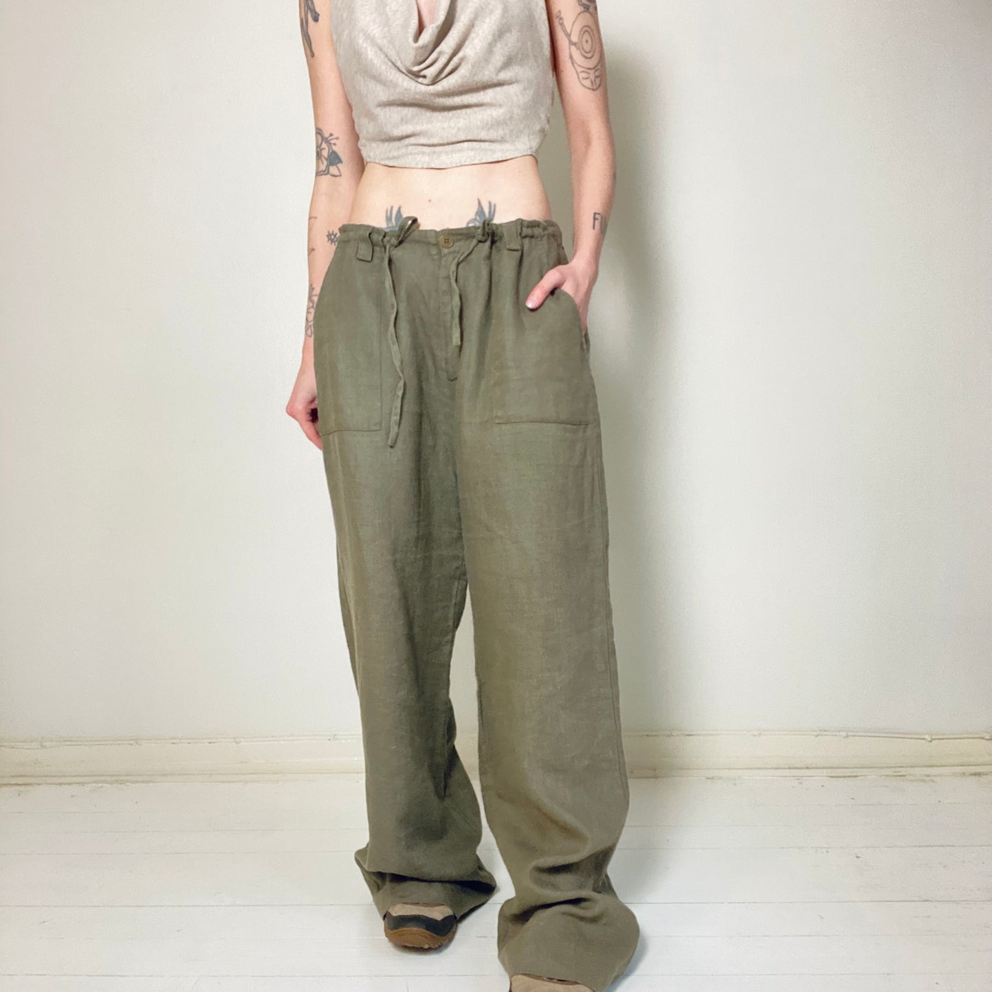 Baggy linen pants