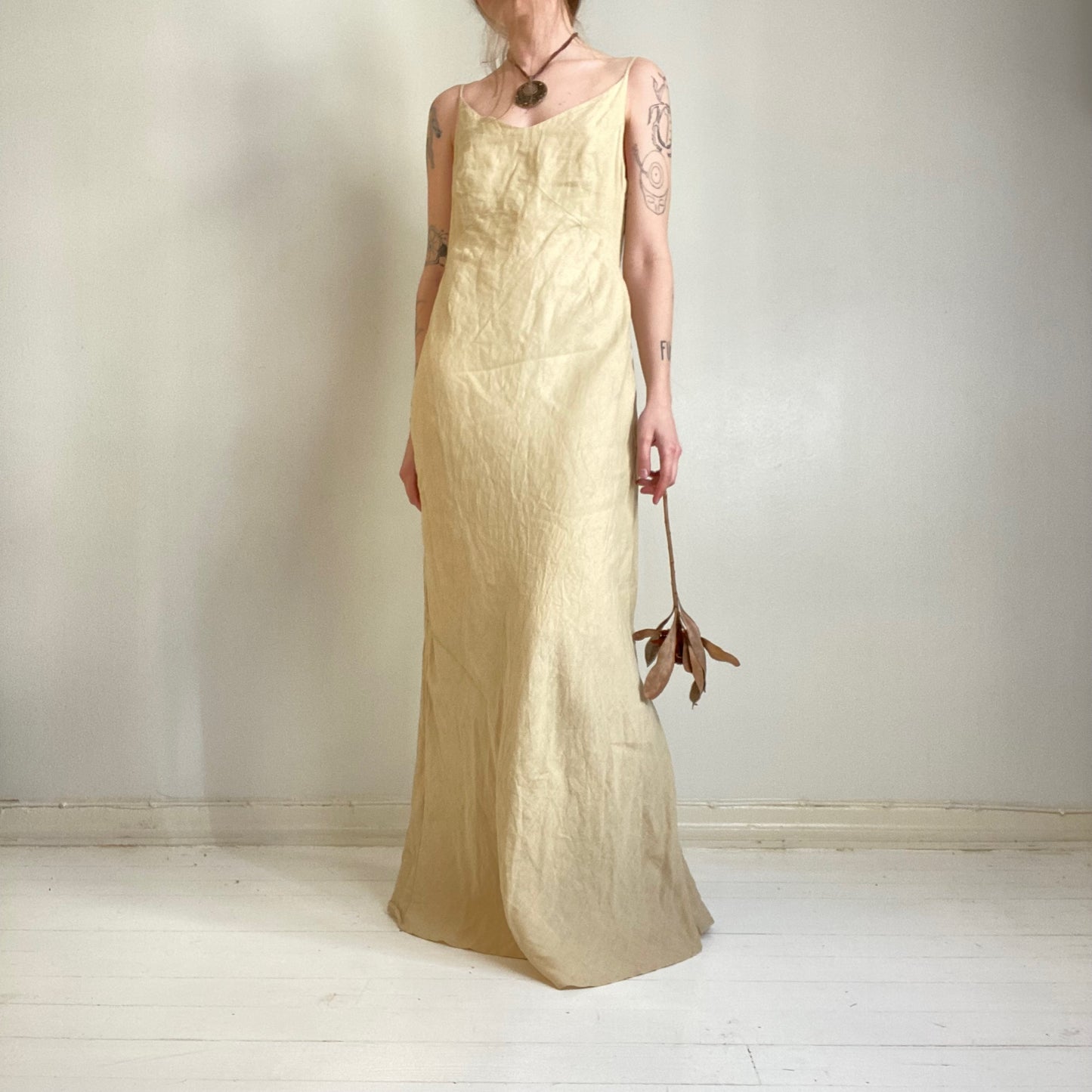 00s linen maxi dress