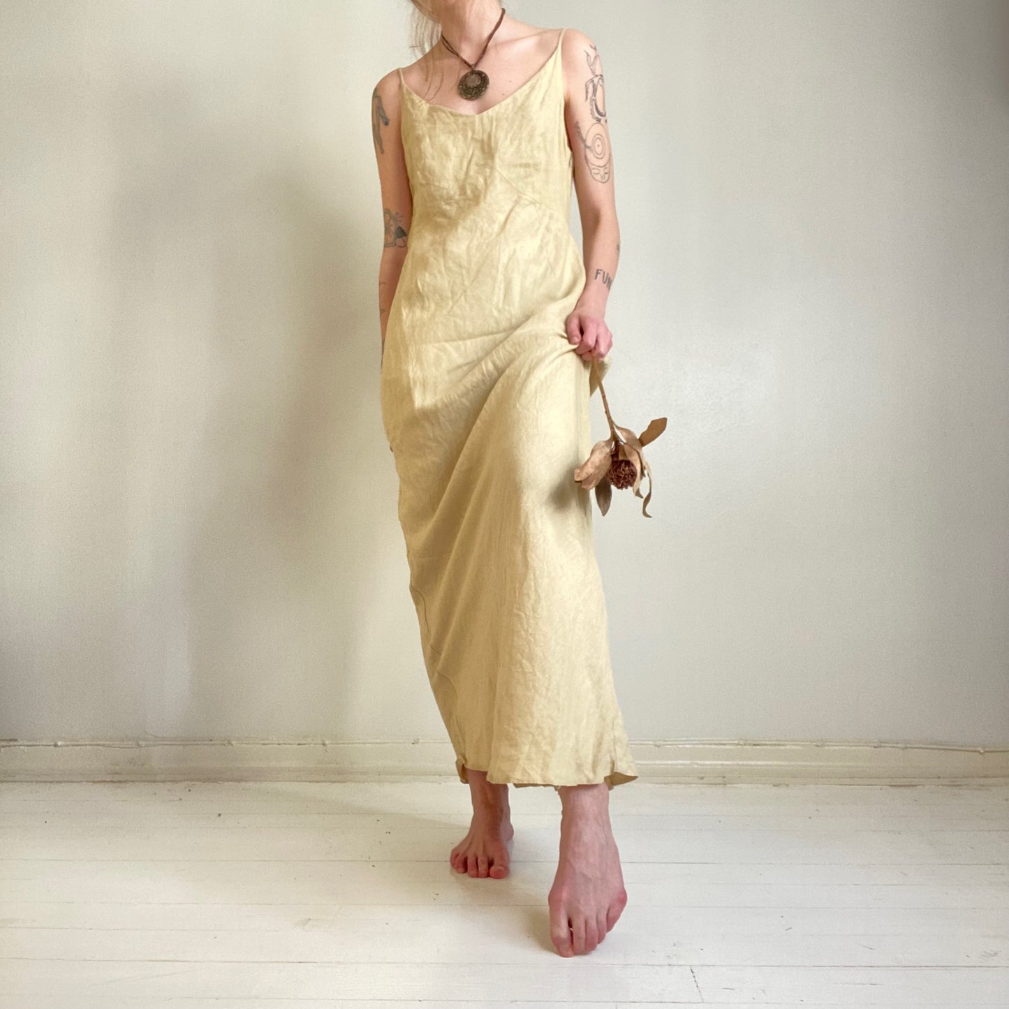 00s linen maxi dress