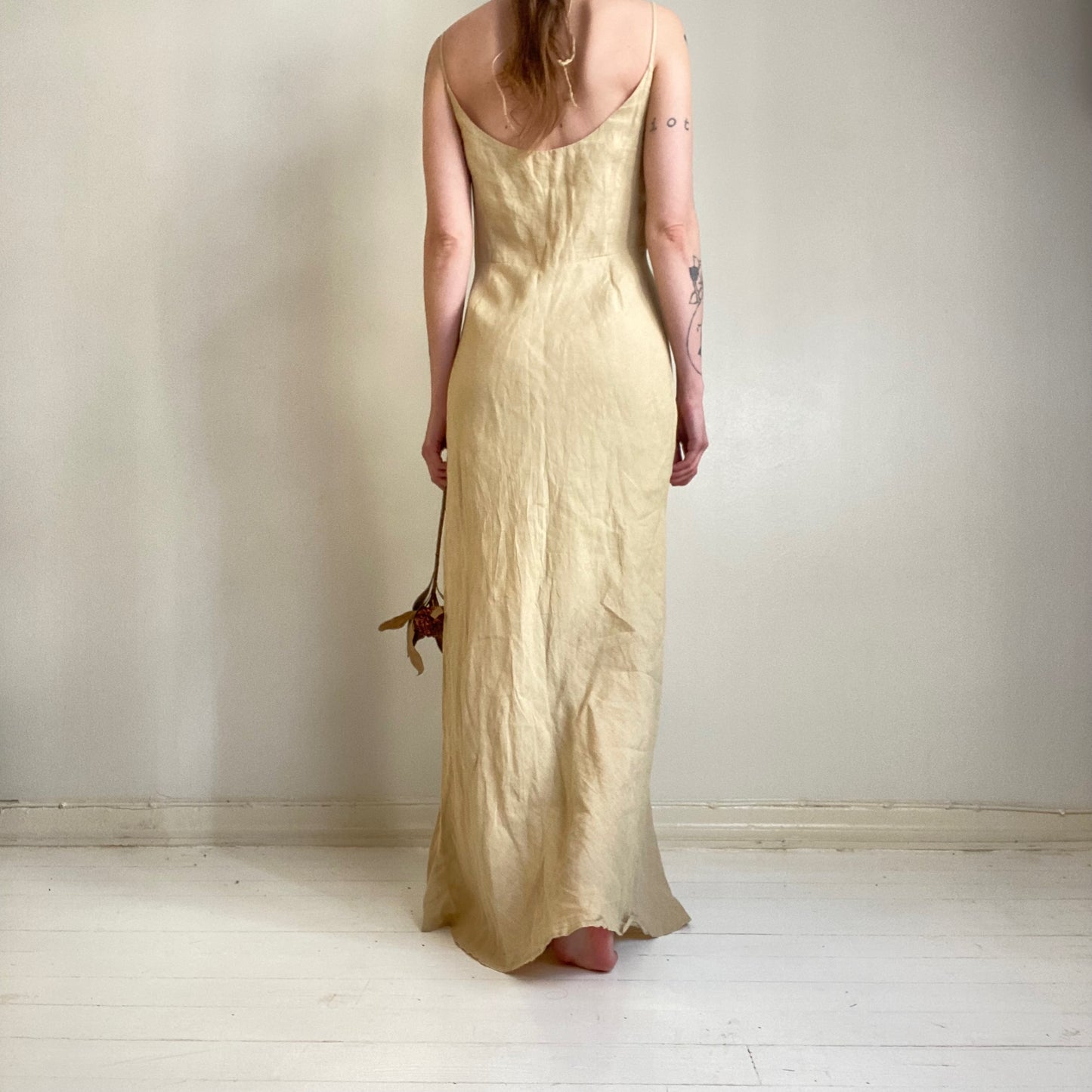 00s linen maxi dress