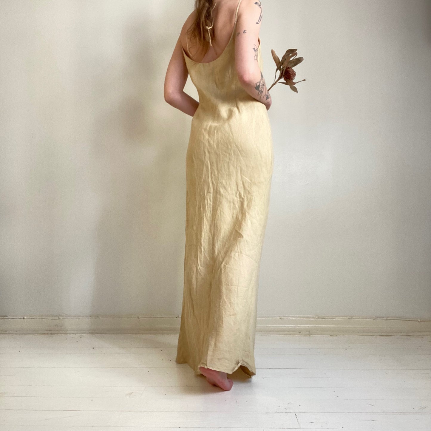 00s linen maxi dress