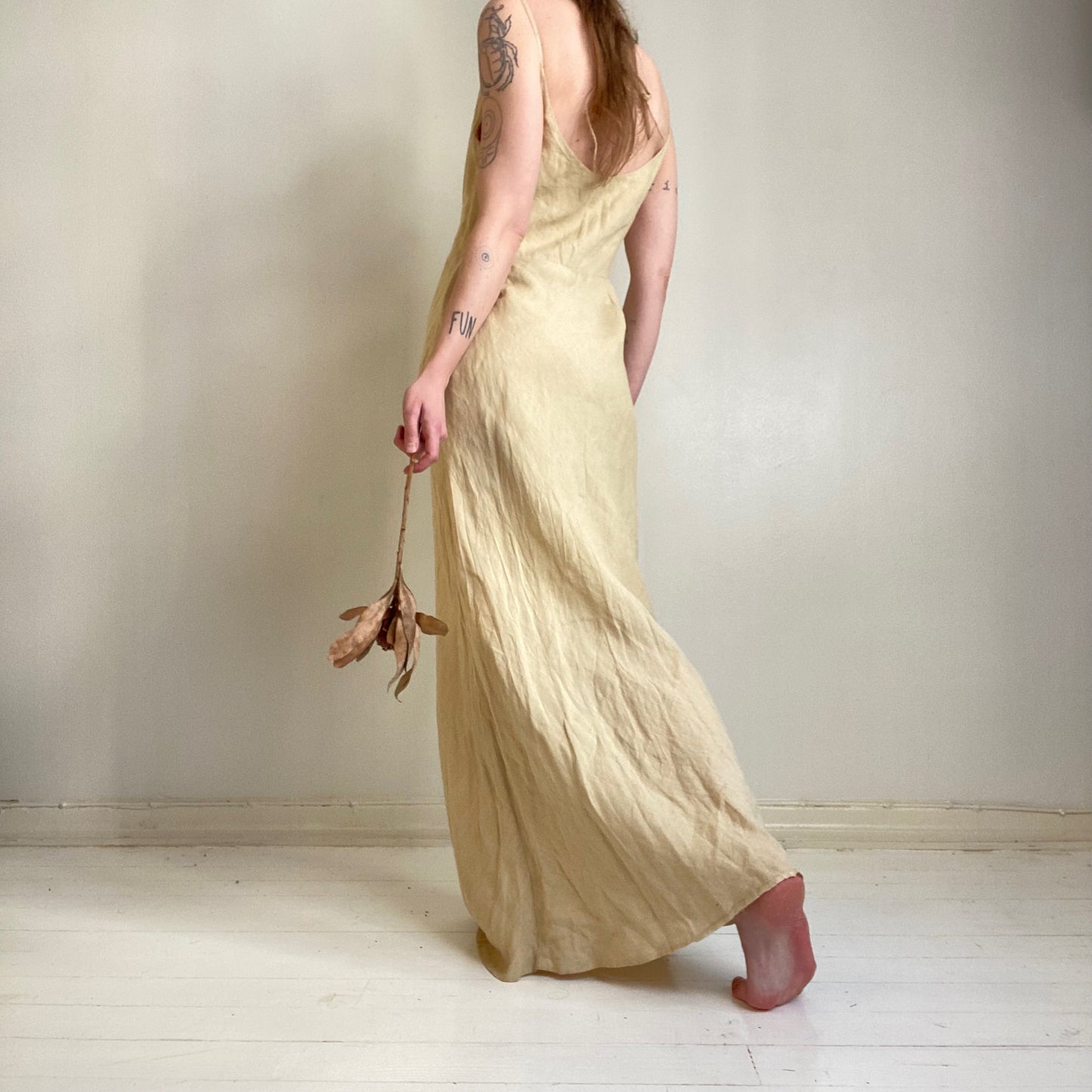 00s linen maxi dress