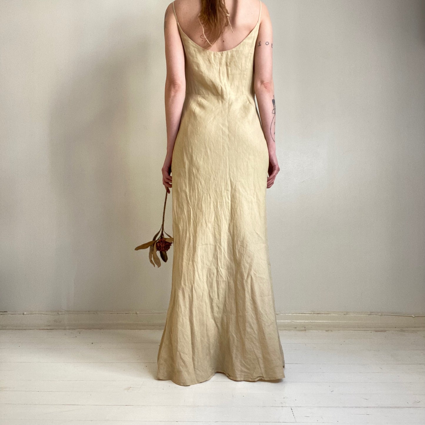 00s linen maxi dress