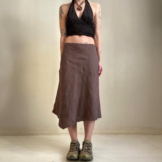 Brown asymmetrical hem skirt