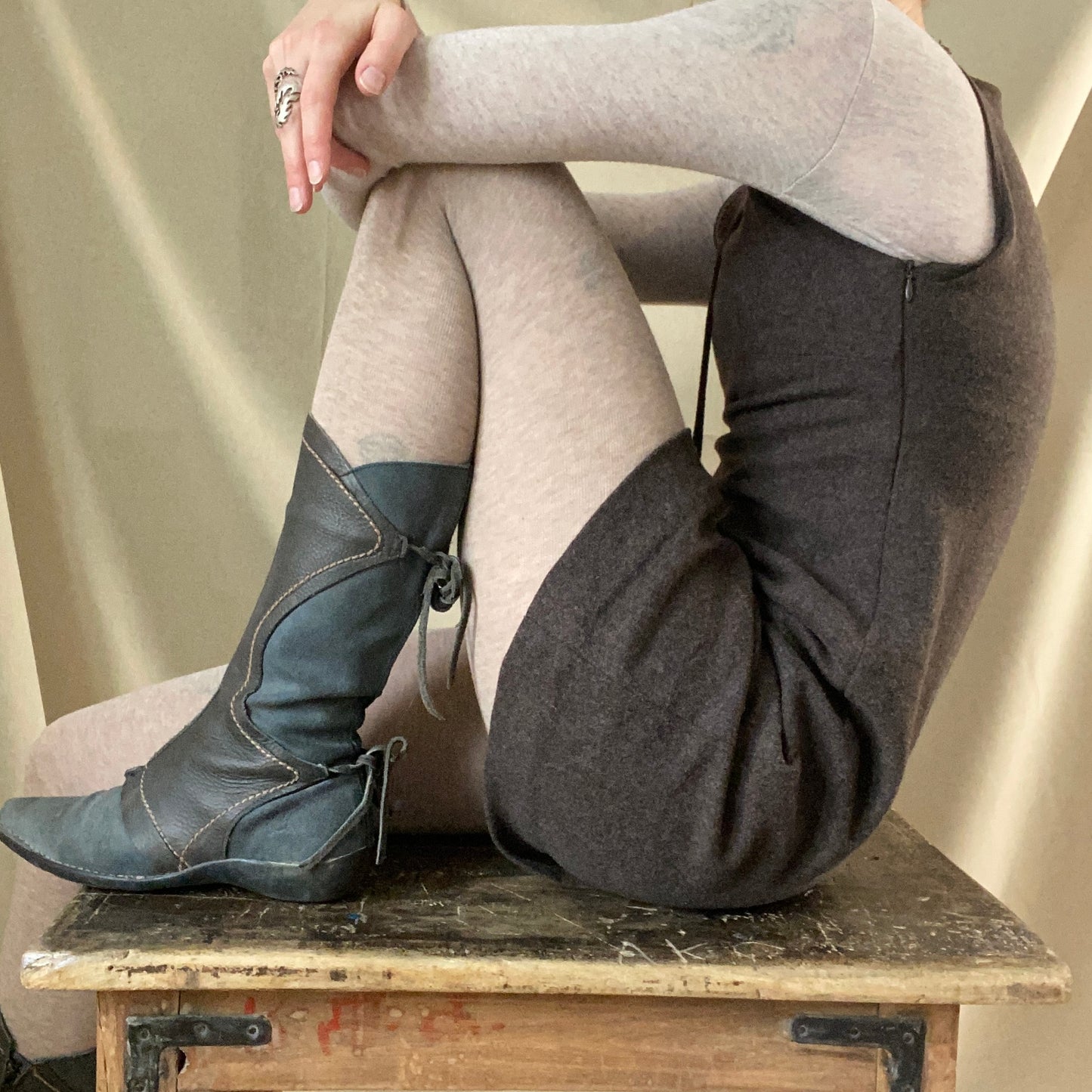 Handmade wool mini dress